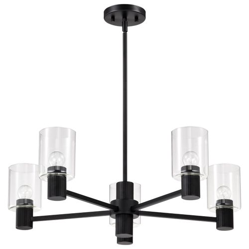Main product image of Clarksville 28 Inch 5 Light Chandelier Matte Black w/ Clear Glass