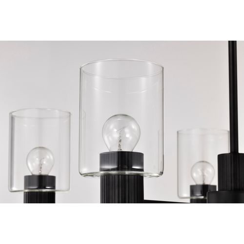 Main product image of Clarksville 28 Inch 5 Light Chandelier Matte Black w/ Clear Glass