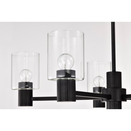 Main product image of Clarksville 28 Inch 5 Light Chandelier Matte Black w/ Clear Glass