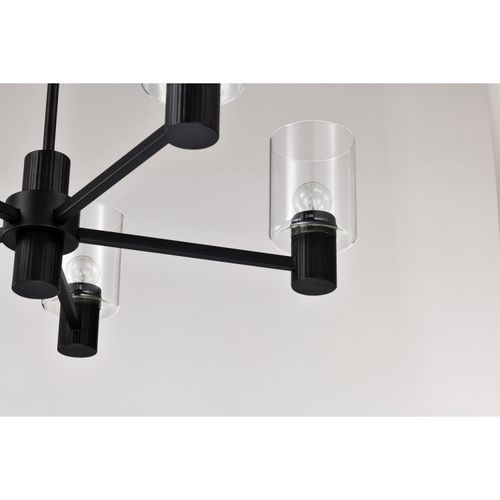 Main product image of Clarksville 28 Inch 5 Light Chandelier Matte Black w/ Clear Glass