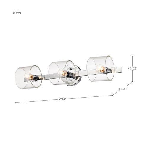 Main product image of Marlowe 3 Light Vanity Polished Nickel w/ Clear Glass