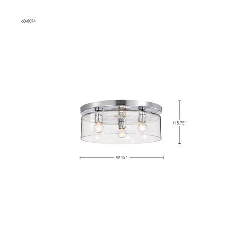 Main product image of Marlowe 15 Inch Flush Mount Polished Nickel w/ Clear Glass