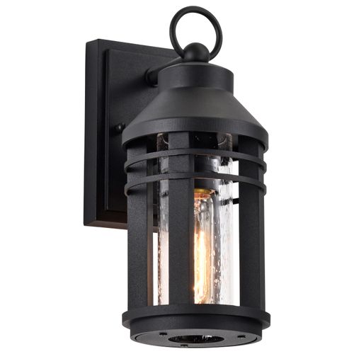 Main product image of Wilton 1 Light Small Wall Lantern Matte Black w/ Clear Seeded Glass