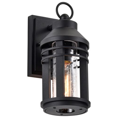 Main product image of Wilton 1 Light Small Wall Lantern Matte Black w/ Clear Seeded Glass