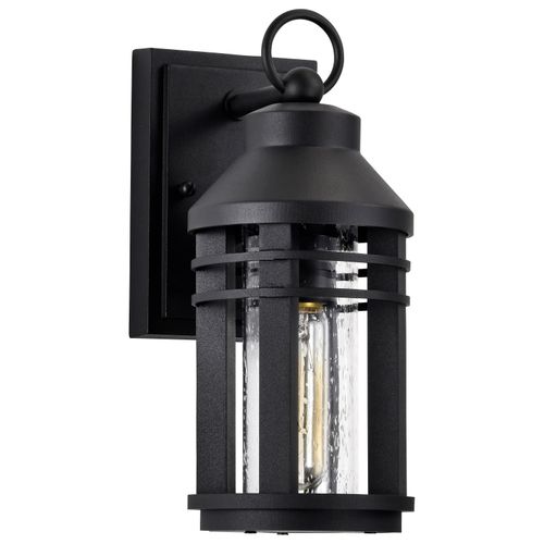 Main product image of Wilton 1 Light Small Wall Lantern Matte Black w/ Clear Seeded Glass