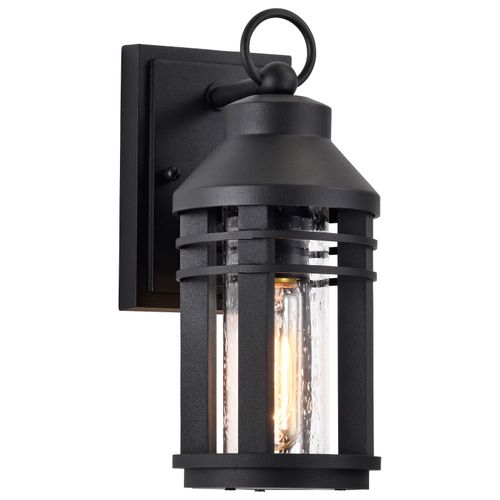 Main product image of Wilton 1 Light Small Wall Lantern Matte Black w/ Clear Seeded Glass