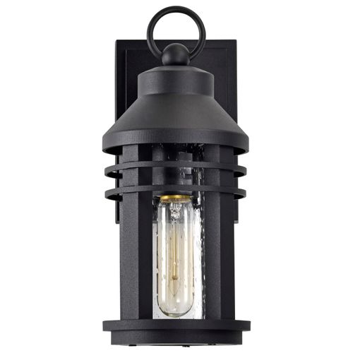 Main product image of Wilton 1 Light Small Wall Lantern Matte Black w/ Clear Seeded Glass