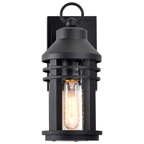 Main product image of Wilton 1 Light Small Wall Lantern Matte Black w/ Clear Seeded Glass