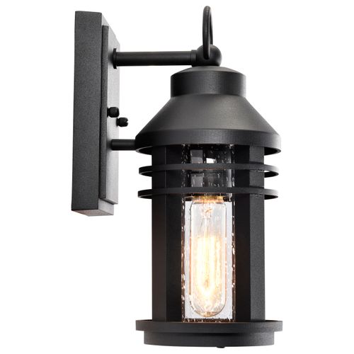 Main product image of Wilton 1 Light Small Wall Lantern Matte Black w/ Clear Seeded Glass