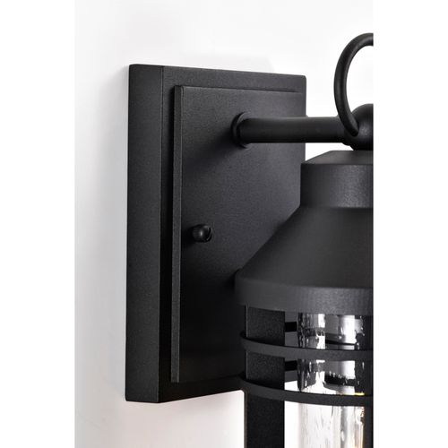 Main product image of Wilton 1 Light Small Wall Lantern Matte Black w/ Clear Seeded Glass