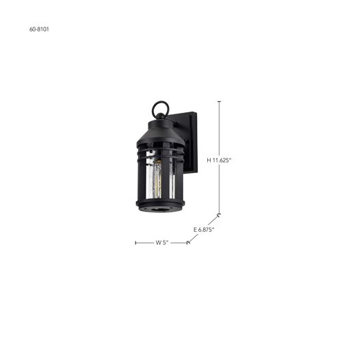 Main product image of Wilton 1 Light Small Wall Lantern Matte Black w/ Clear Seeded Glass