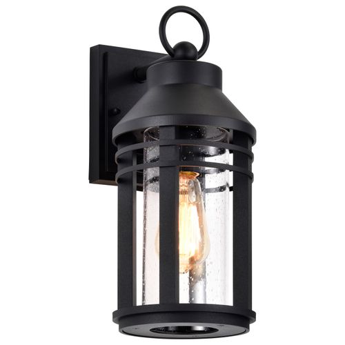 Main product image of Wilton 1 Light Medium Wall Lantern Matte Black w/ Clear Seeded Glass