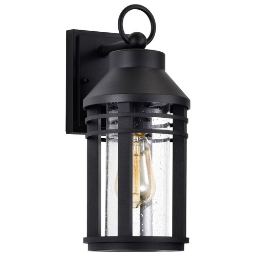 Main product image of Wilton 1 Light Medium Wall Lantern Matte Black w/ Clear Seeded Glass