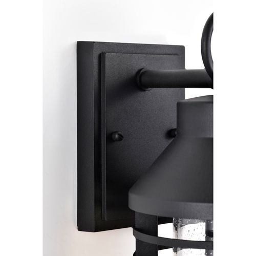 Main product image of Wilton 1 Light Medium Wall Lantern Matte Black w/ Clear Seeded Glass