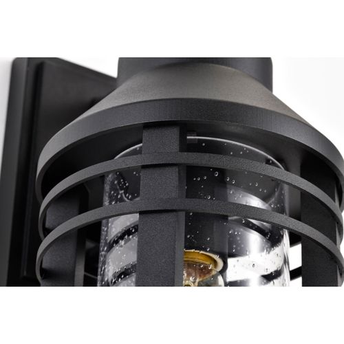 Main product image of Wilton 1 Light Medium Wall Lantern Matte Black w/ Clear Seeded Glass