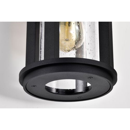 Main product image of Wilton 1 Light Medium Wall Lantern Matte Black w/ Clear Seeded Glass