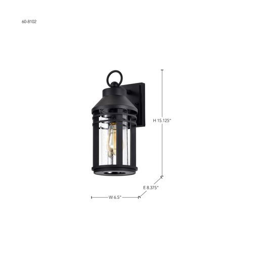 Main product image of Wilton 1 Light Medium Wall Lantern Matte Black w/ Clear Seeded Glass