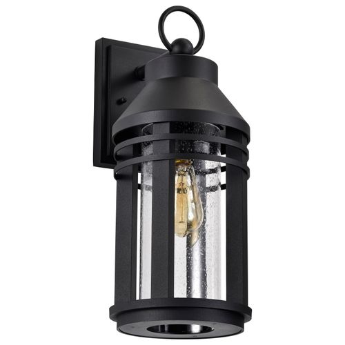 Main product image of Wilton 1 Light Large Wall Lantern Matte Black w/ Clear Seeded Glass