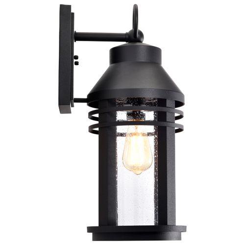 Main product image of Wilton 1 Light Large Wall Lantern Matte Black w/ Clear Seeded Glass