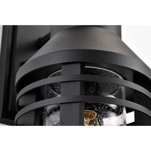 Main product image of Wilton 1 Light Large Wall Lantern Matte Black w/ Clear Seeded Glass