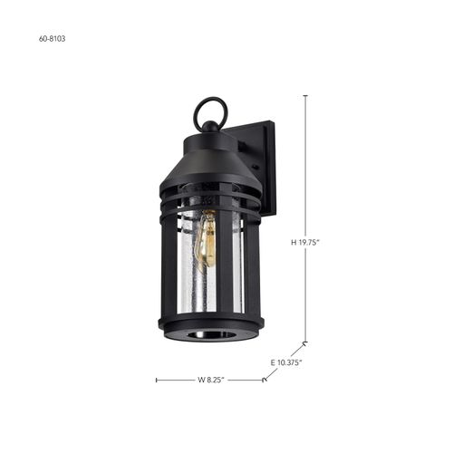 Main product image of Wilton 1 Light Large Wall Lantern Matte Black w/ Clear Seeded Glass