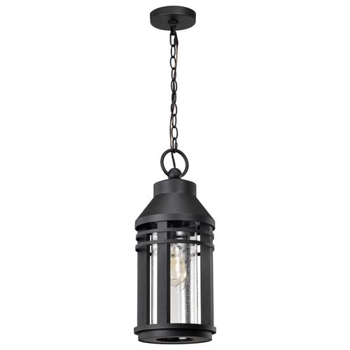Main product image of Wilton 1 Light Hanging Lantern Matte Black w/ Clear Seeded Glass