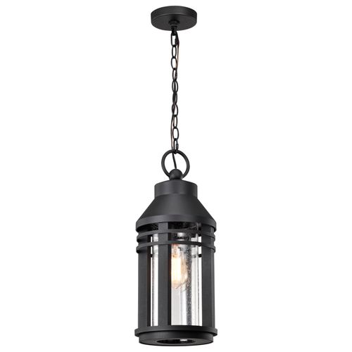 Main product image of Wilton 1 Light Hanging Lantern Matte Black w/ Clear Seeded Glass