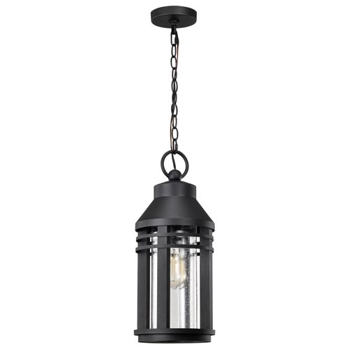 Main product image of Wilton 1 Light Hanging Lantern Matte Black w/ Clear Seeded Glass