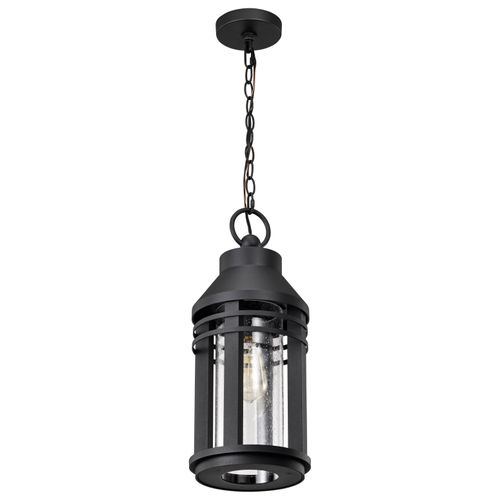 Main product image of Wilton 1 Light Hanging Lantern Matte Black w/ Clear Seeded Glass