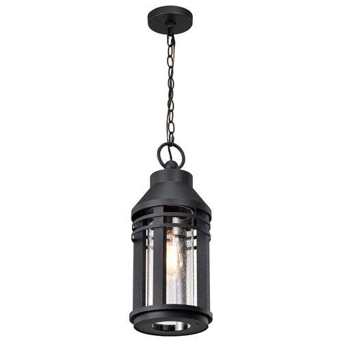 Main product image of Wilton 1 Light Hanging Lantern Matte Black w/ Clear Seeded Glass