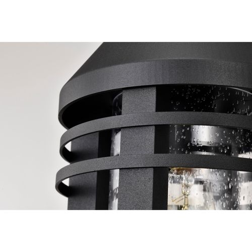 Main product image of Wilton 1 Light Hanging Lantern Matte Black w/ Clear Seeded Glass