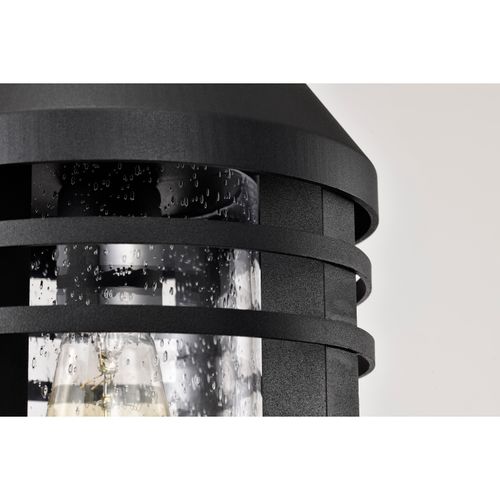 Main product image of Wilton 1 Light Hanging Lantern Matte Black w/ Clear Seeded Glass