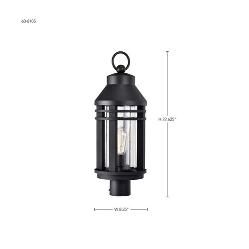 Main product image of Wilton 1 Light Post Top Matte Black w/ Clear Seeded Glass