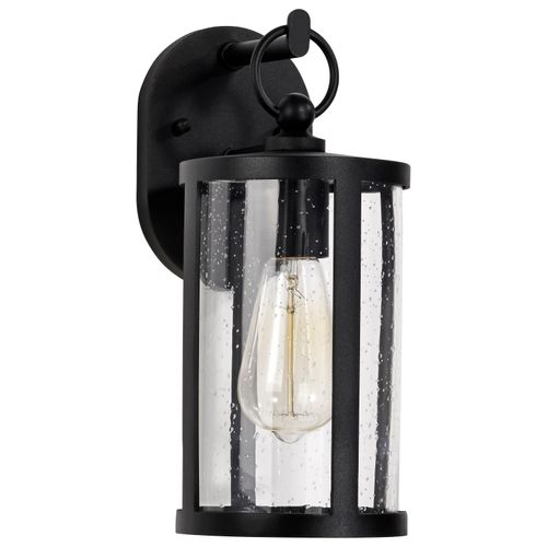 Main product image of Broadstone 1 Light Small Wall Lantern Matte Black w/ Clear Seeded Glass