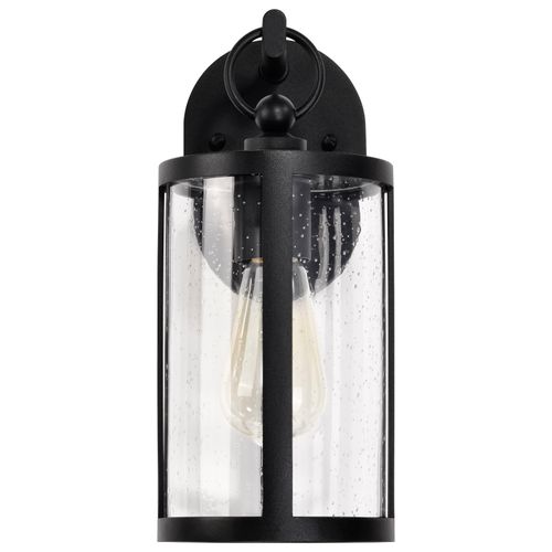 Main product image of Broadstone 1 Light Small Wall Lantern Matte Black w/ Clear Seeded Glass