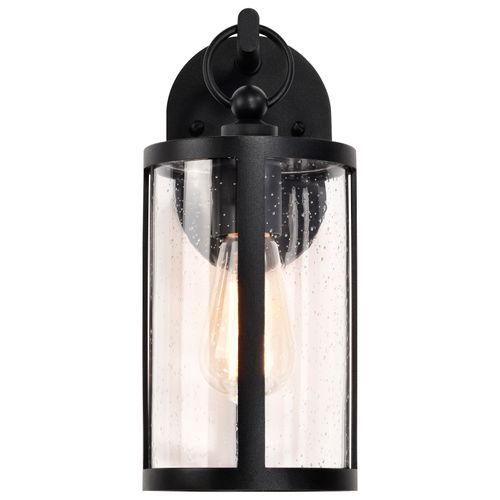 Main product image of Broadstone 1 Light Small Wall Lantern Matte Black w/ Clear Seeded Glass