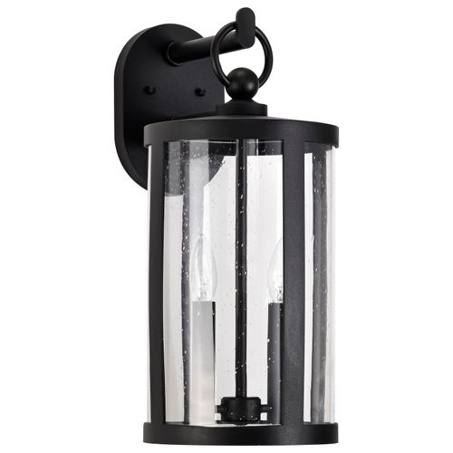 Main product image of Broadstone 2 Light Medium Wall Lantern Matte Black w/ Clear Seeded Glass