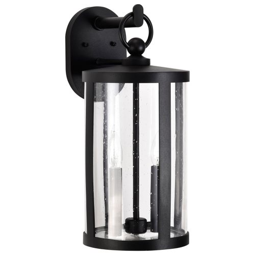 Main product image of Broadstone 2 Light Medium Wall Lantern Matte Black w/ Clear Seeded Glass