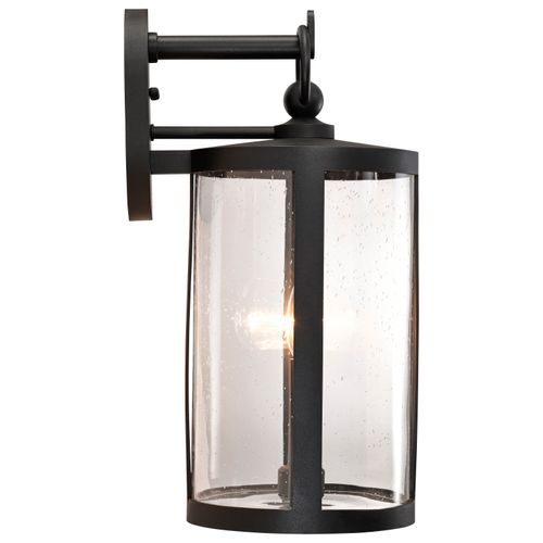 Main product image of Broadstone 2 Light Medium Wall Lantern Matte Black w/ Clear Seeded Glass