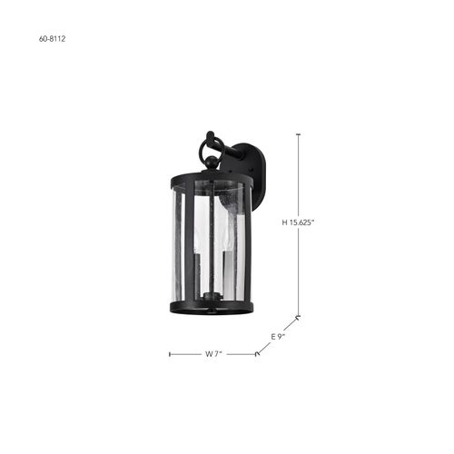 Main product image of Broadstone 2 Light Medium Wall Lantern Matte Black w/ Clear Seeded Glass