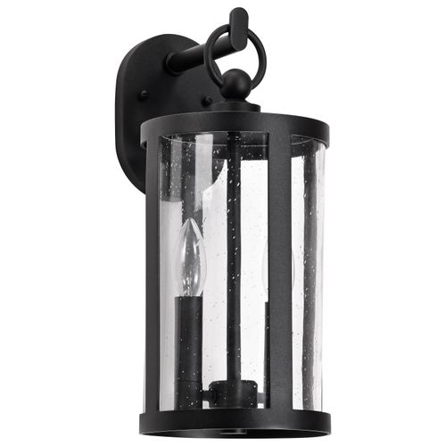 Main product image of Broadstone 2 Light Large Wall Lantern Matte Black w/ Clear Seeded Glass