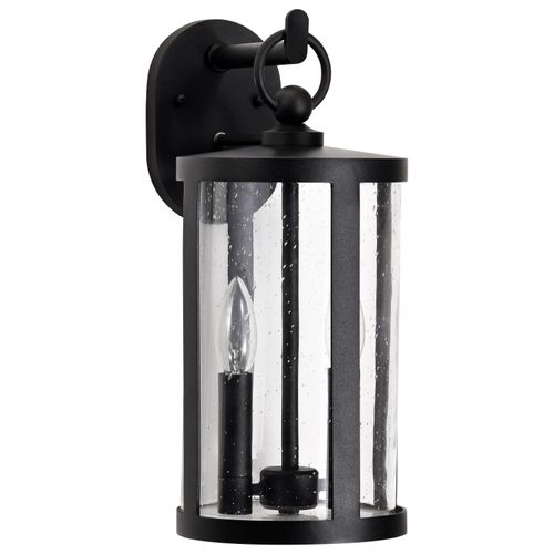 Main product image of Broadstone 2 Light Large Wall Lantern Matte Black w/ Clear Seeded Glass