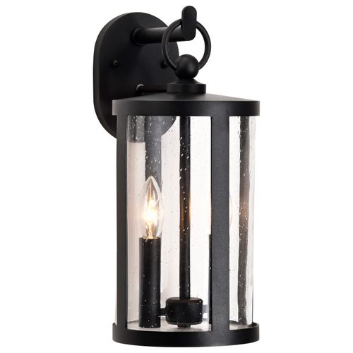 Main product image of Broadstone 2 Light Large Wall Lantern Matte Black w/ Clear Seeded Glass