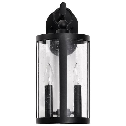 Main product image of Broadstone 2 Light Large Wall Lantern Matte Black w/ Clear Seeded Glass