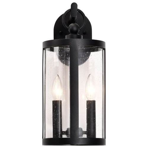 Main product image of Broadstone 2 Light Large Wall Lantern Matte Black w/ Clear Seeded Glass