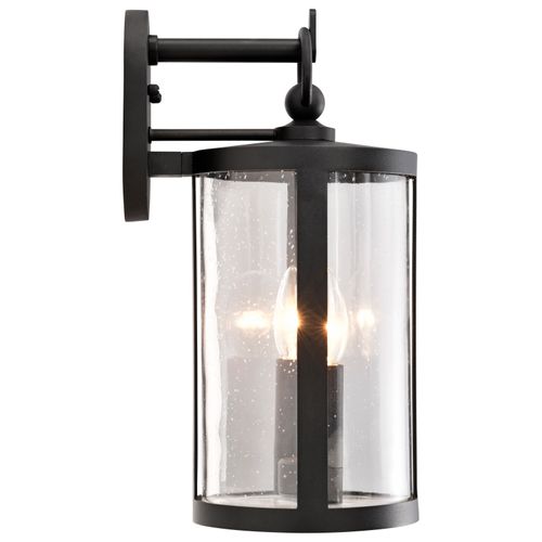 Main product image of Broadstone 2 Light Large Wall Lantern Matte Black w/ Clear Seeded Glass