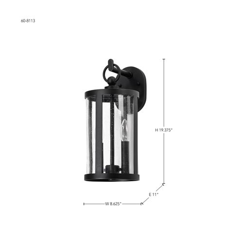 Main product image of Broadstone 2 Light Large Wall Lantern Matte Black w/ Clear Seeded Glass