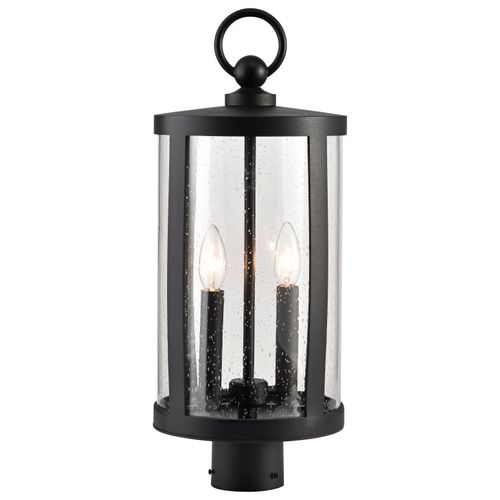 Main product image of Broadstone 2 Light Post Top Matte Black w/ Clear Seeded Glass