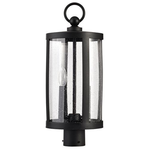 Main product image of Broadstone 2 Light Post Top Matte Black w/ Clear Seeded Glass