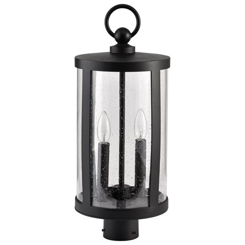 Main product image of Broadstone 2 Light Post Top Matte Black w/ Clear Seeded Glass